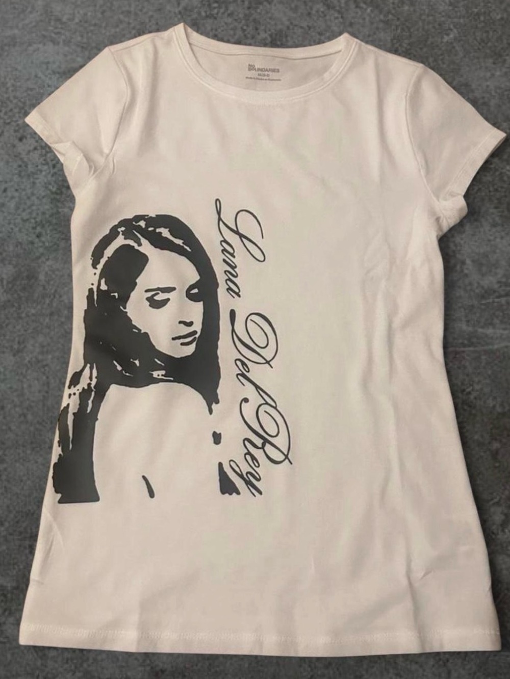 Lana Del Rey White Tee with Black Portrait and Script